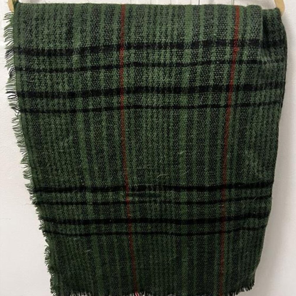 Green, Red and Black Plaid Blanket Scarf - Christmas Colors